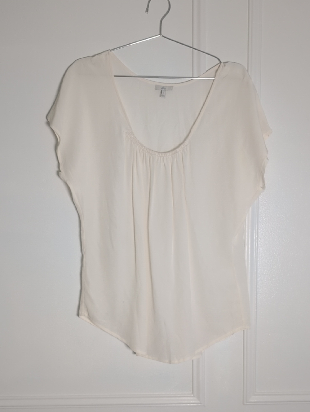 Joie Cream Short-Sleeve Scoop Neck Blouse